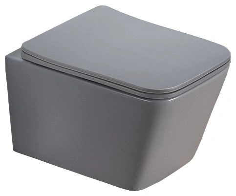 Унитаз SantiLine SL-5007T-MG подвесной, безободковый, с микролифт, светло-серый матовый