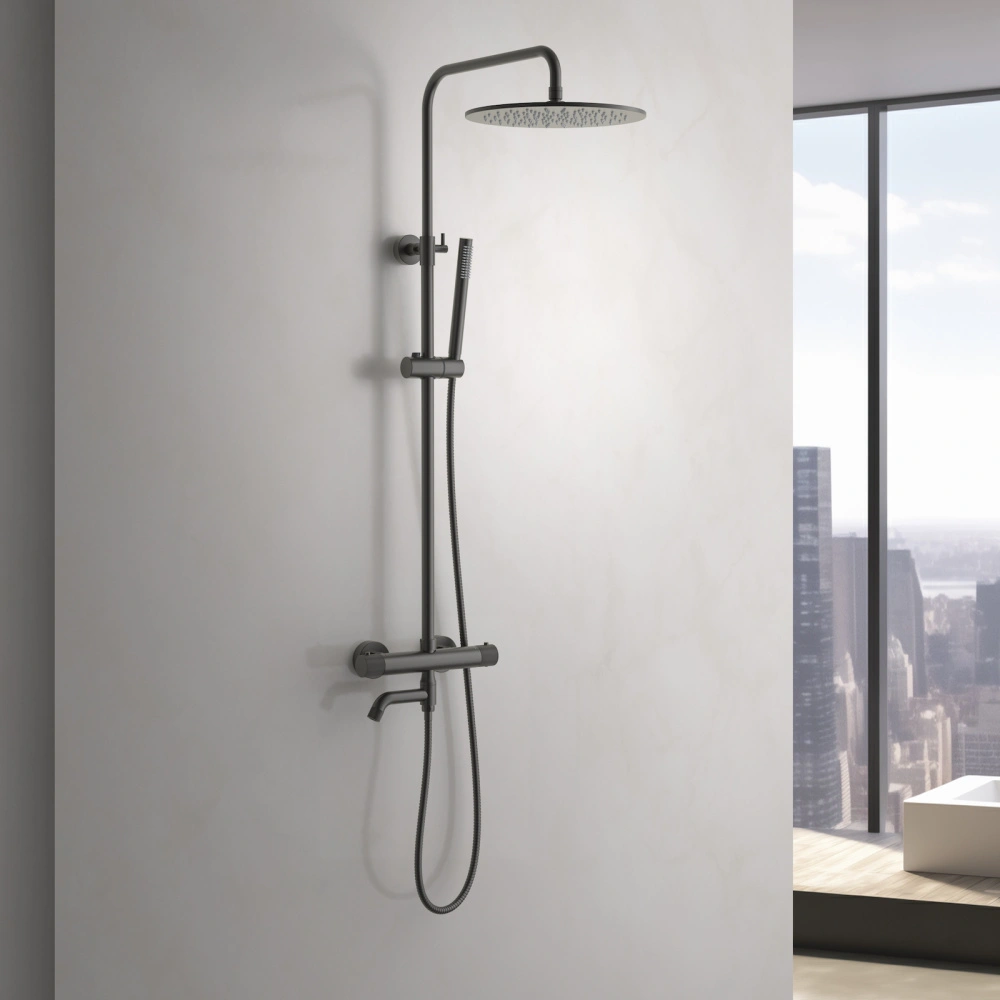 Душевая система с термостатом Timo Saona SX-2380/18 черное золото от магазина Vanna-Vanna.ru!