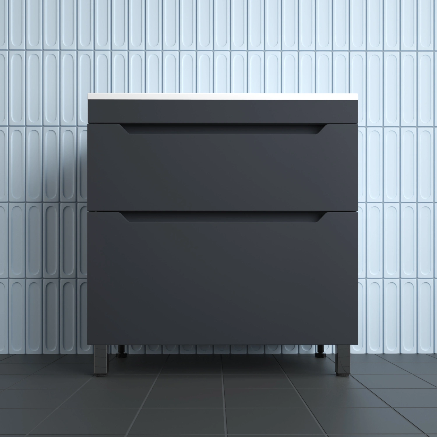 Тумба напольная Style Line Остин 80 с раковиной Фортуна 80 белый, графит от магазина Vanna-Vanna.ru!