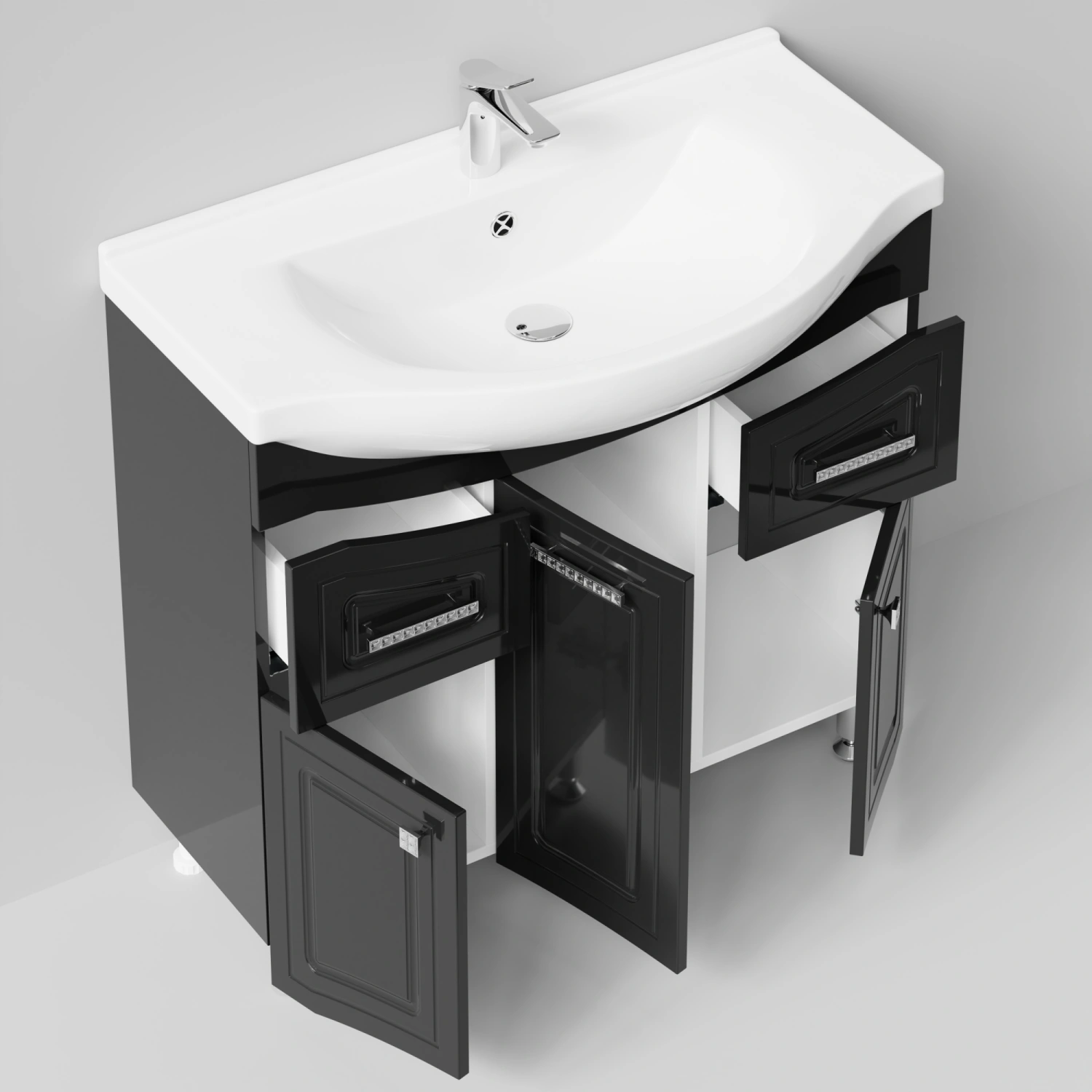 Тумба с раковиной Адам 90 напольная, Черный, петли слева от магазина Vanna-Vanna.ru!