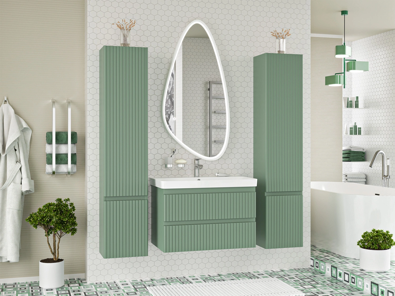 Тумба с раковиной Brevita Victory 80 подвесная, зеленый от магазина Vanna-Vanna.ru!