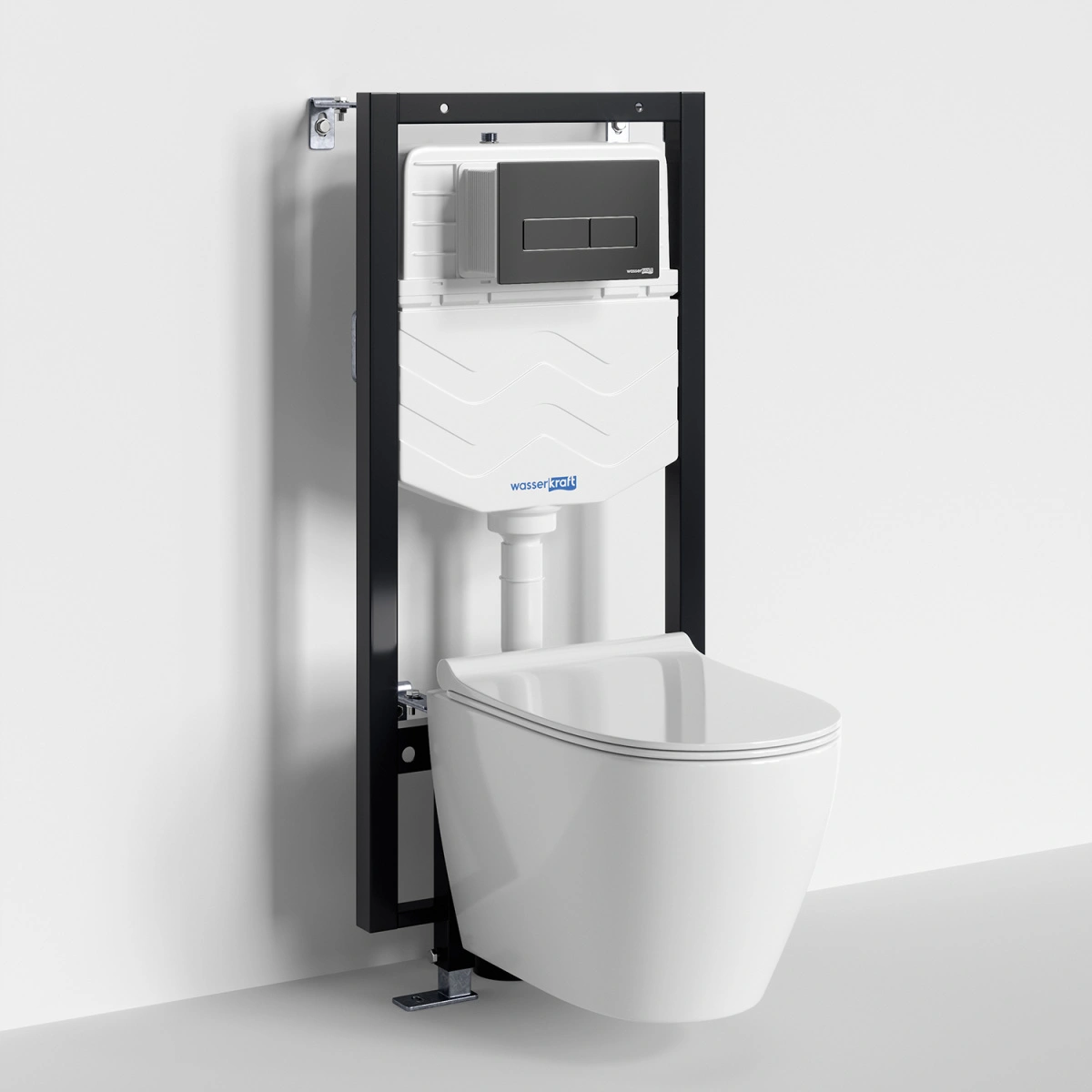 Унитаз подвесной WasserKRAFT 56TLT.010.ME.MB03.H002 с инсталляцией и кнопкой, белый от магазина Vanna-Vanna.ru!