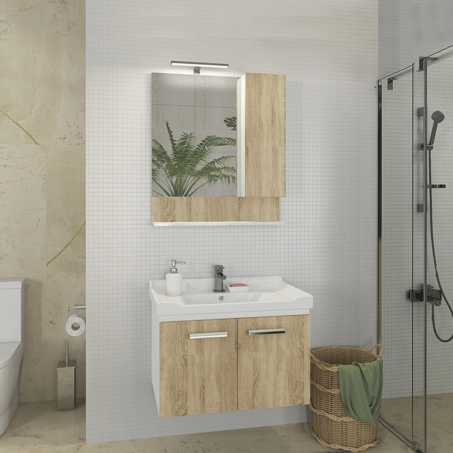 Зеркало-шкаф Comforty Рига-70 дуб сонома от магазина Vanna-Vanna.ru!