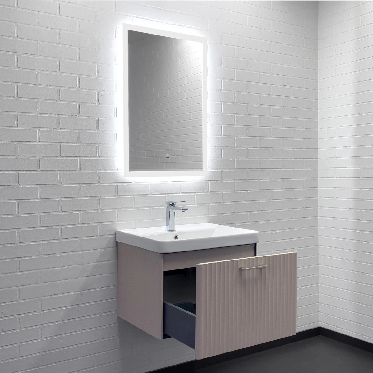 Тумба подвесная Comforty Ангара-60П дуб латте с раковиной 4460 от магазина Vanna-Vanna.ru!