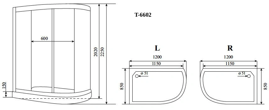 Душевая кабина Timo Standart T-6602 Silver Fabric L (120*85*220) от магазина Vanna-Vanna.ru!