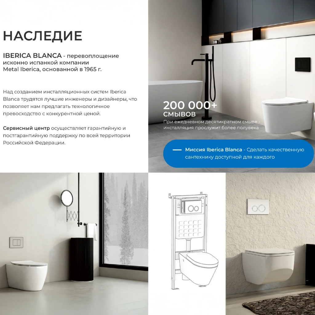 Инсталляция для подвесного унитаза IBERICA BLANCA SILENCIO (IB001.0.000.000.000) от магазина Vanna-Vanna.ru!