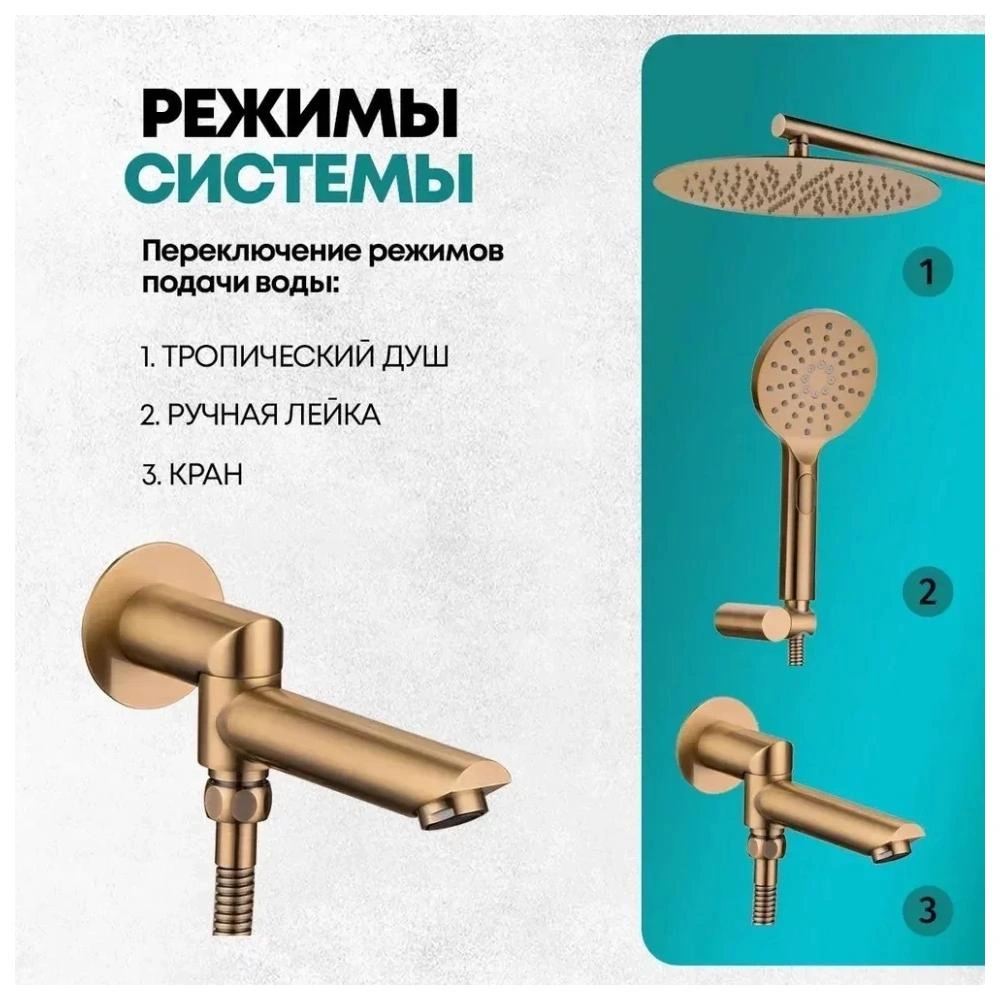 Душевая система встраиваемая Grocenberg GB5001BR, бронза от магазина Vanna-Vanna.ru!