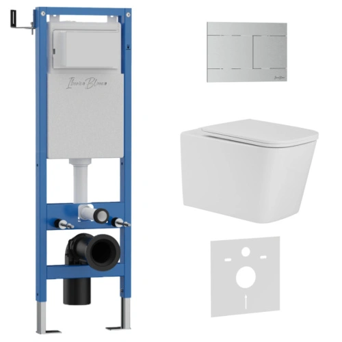 Комплект 3в1 IBERICA BLANCA инсталляция SILENCIO MINI, унитаз TOLEDO ALTO белый, кнопка смыва INOX-R хром матовый (IB.001M.TLA.234.1501) от магазина Vanna-Vanna.ru!