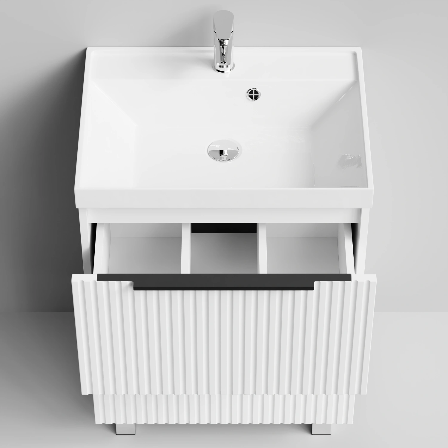 Тумба с раковиной Vod-ok Дольче 60 2 ящика, напольная, белая + 13 цветов от магазина Vanna-Vanna.ru!