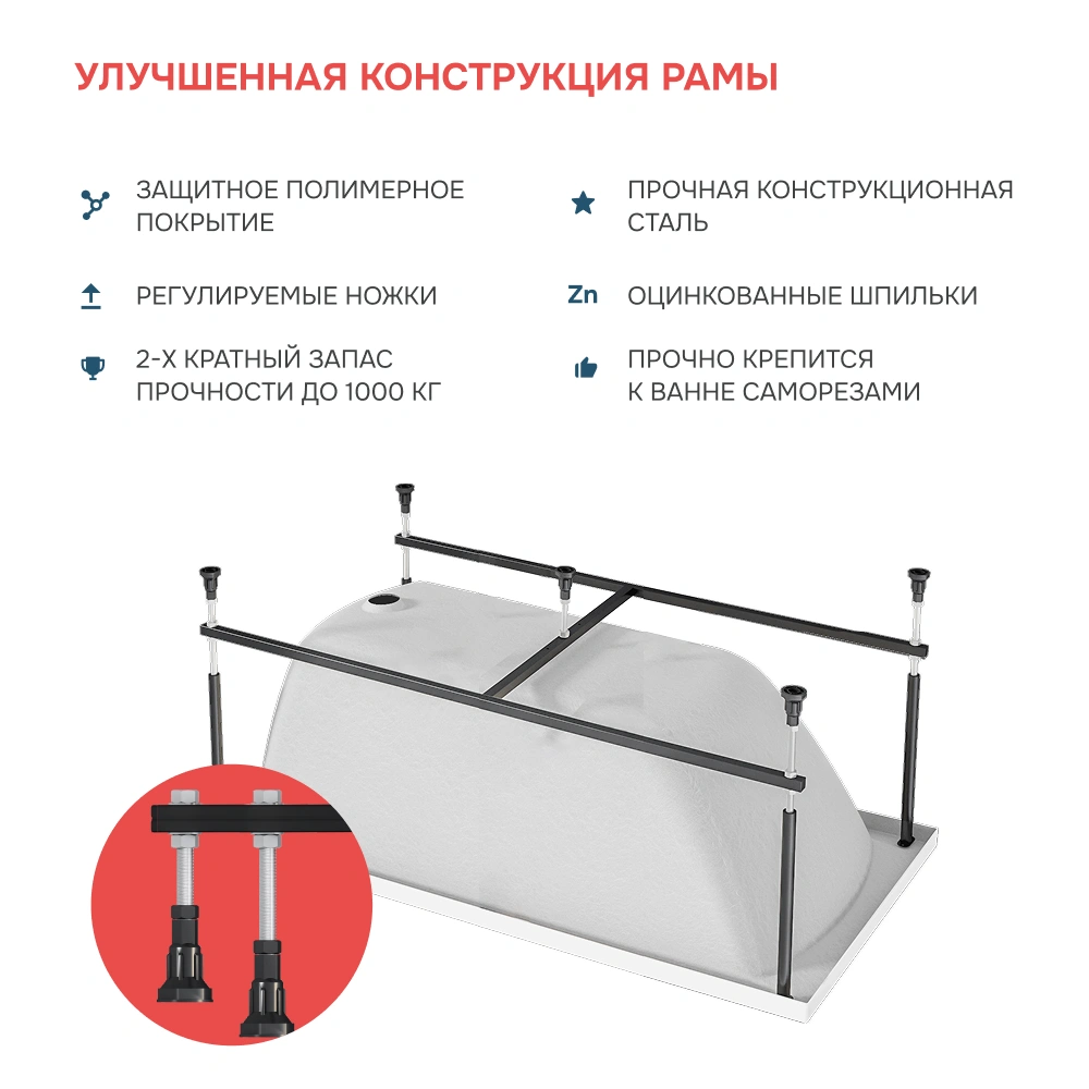 Ванна 1Marka MODERN 120*70 Комплект Премиум от магазина Vanna-Vanna.ru!