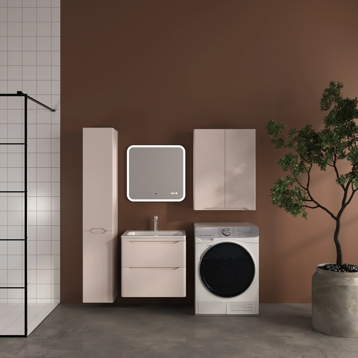 Тумба подвесная Style Line Марелла 60 (2 ящ.) антискрейтч карамель с раковиной Марелла Люкс 600х400 от магазина Vanna-Vanna.ru!