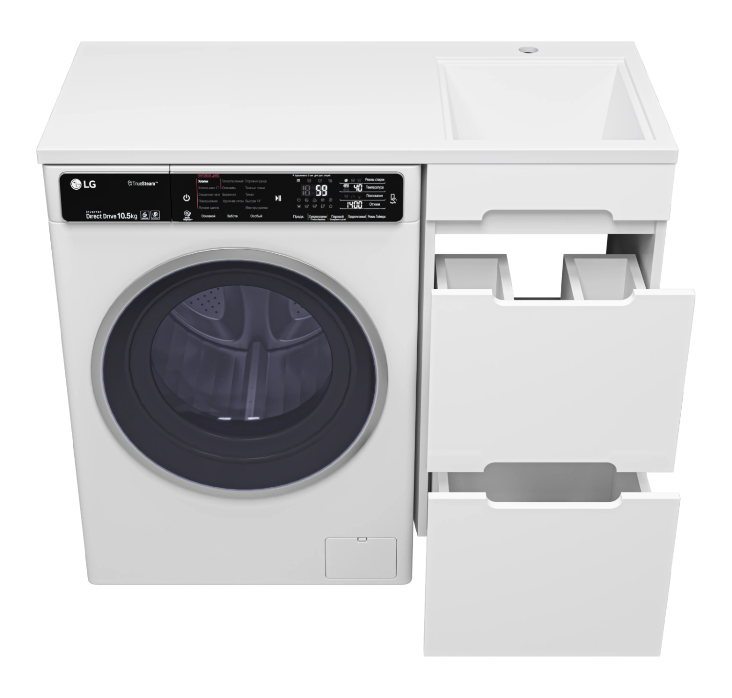 Тумба с раковиной Misty Байкал 40 под стиральную машину, с раковиной Misty Гавана 100 L, белый от магазина Vanna-Vanna.ru!