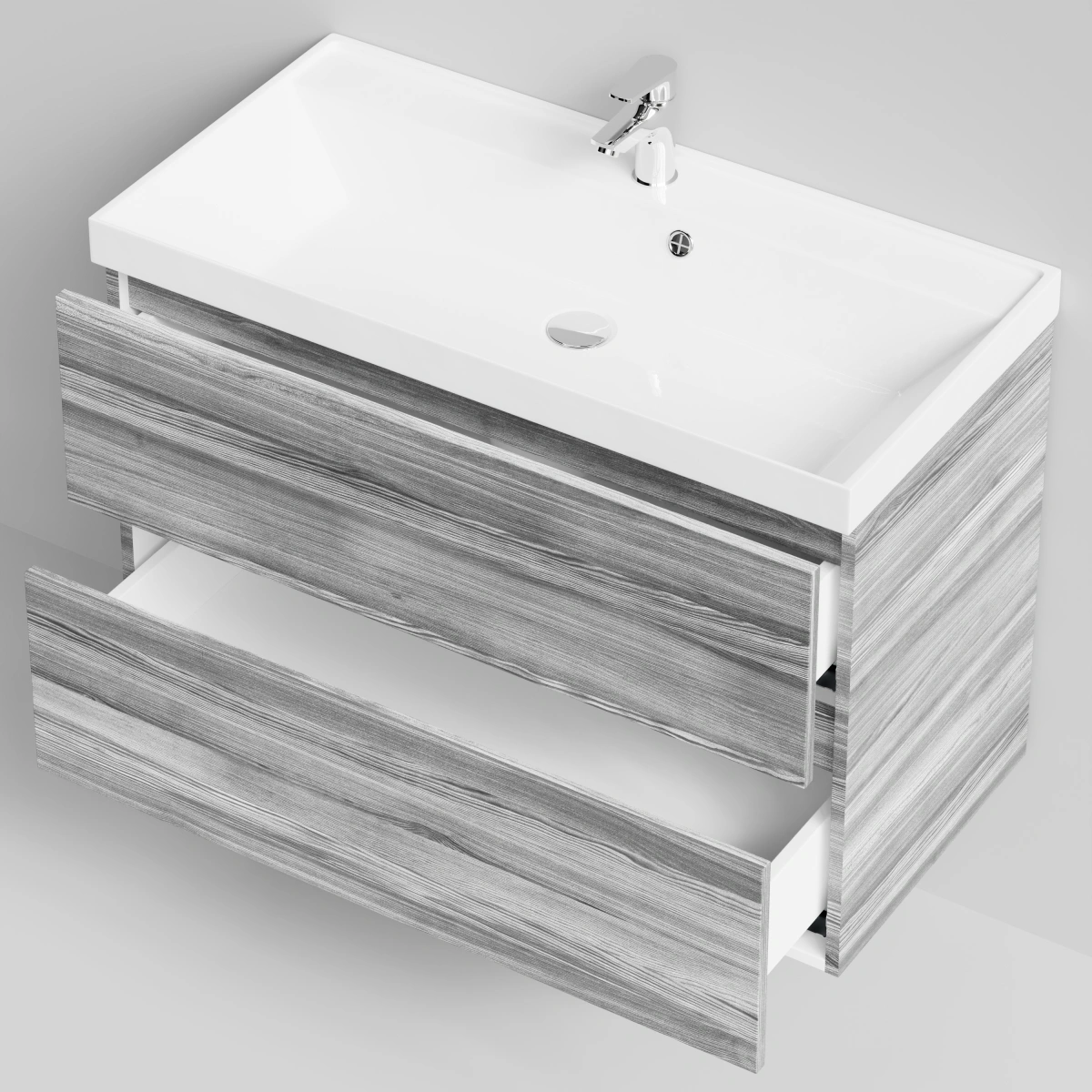 Тумба с раковиной Vod-ok Бест 90  подвесная, Лиственница структурная контрастно-серая от магазина Vanna-Vanna.ru!