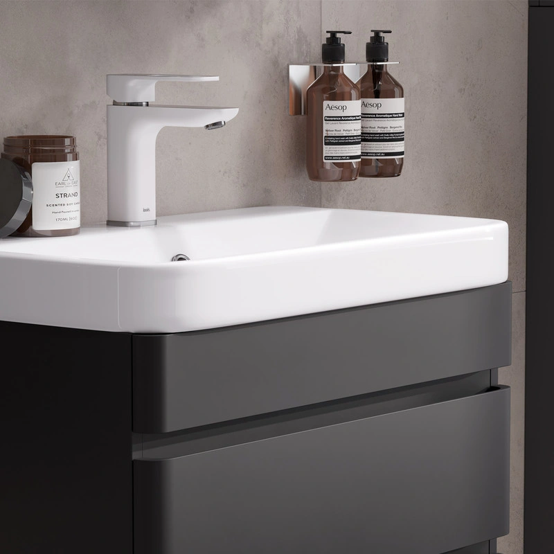 Тумба EQUIL Eltoro с раковиной Nice 60 подвесная, 2 ящика, черный софт