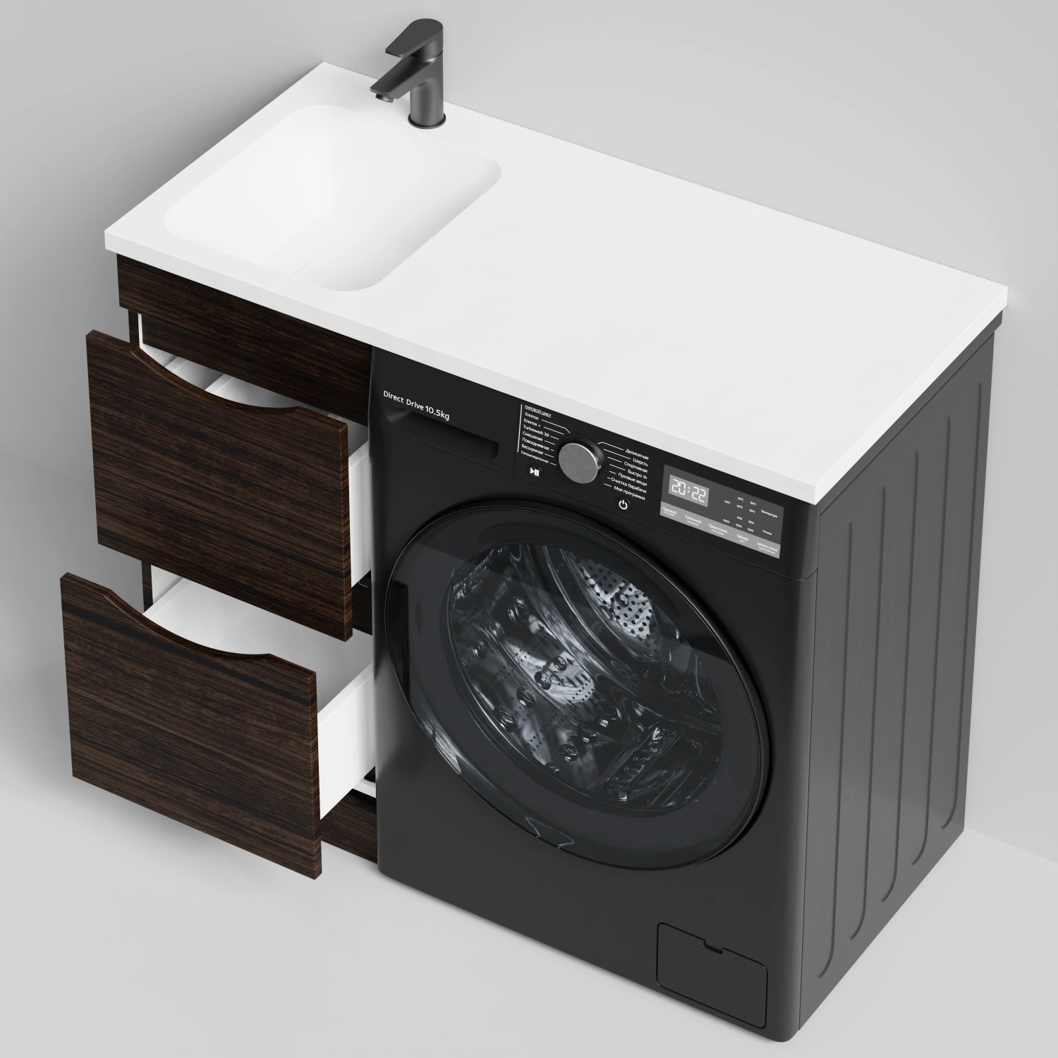 Тумба Vod-ok 38 с раковиной Смайл 100 напольная, под стиральную машину, левая, Палисандр от магазина Vanna-Vanna.ru!