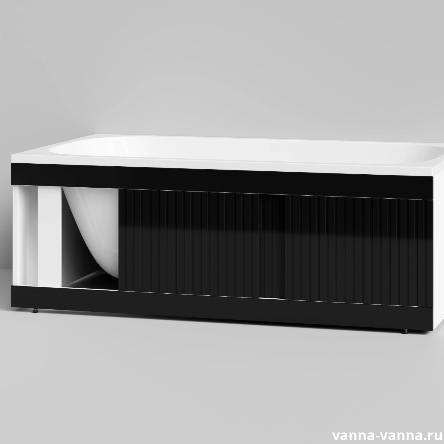 Экран под ванну Vod-ok Тач 150 раздвижной Черный глянец от магазина Vanna-Vanna.ru!