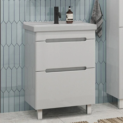 Тумба напольная SanStar Адель 60 с раковиной Фостер 60, белая