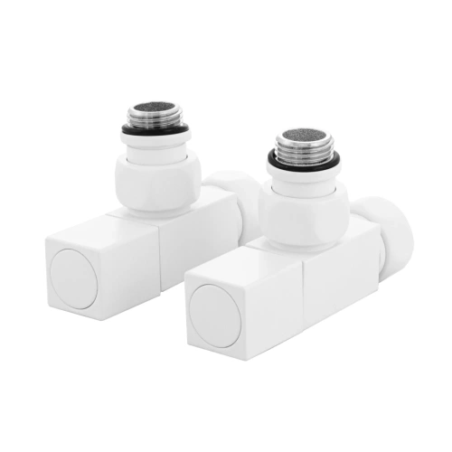 Кран для полотенцесушителя / вентиль угловой Energy, 1/2'' - 3/4'', цвет белый матовый, ручка квадрат - 2 шт. от магазина Vanna-Vanna.ru!