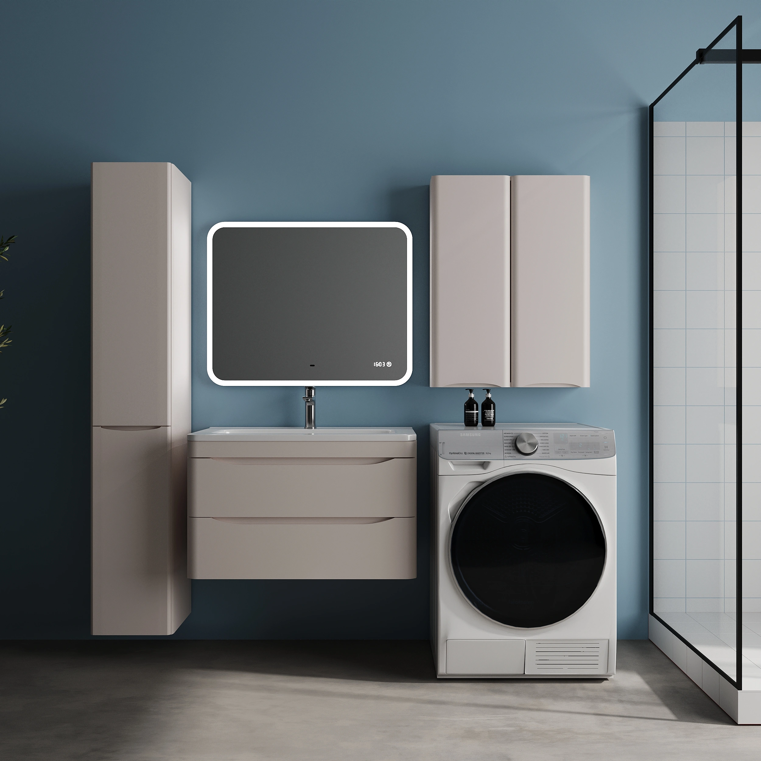 Тумба подвесная Style Line Бергамо мини 80 (2 ящ.) антискрейтч карамель с раковиной Каре Люкс МИНИ 800х350 от магазина Vanna-Vanna.ru!