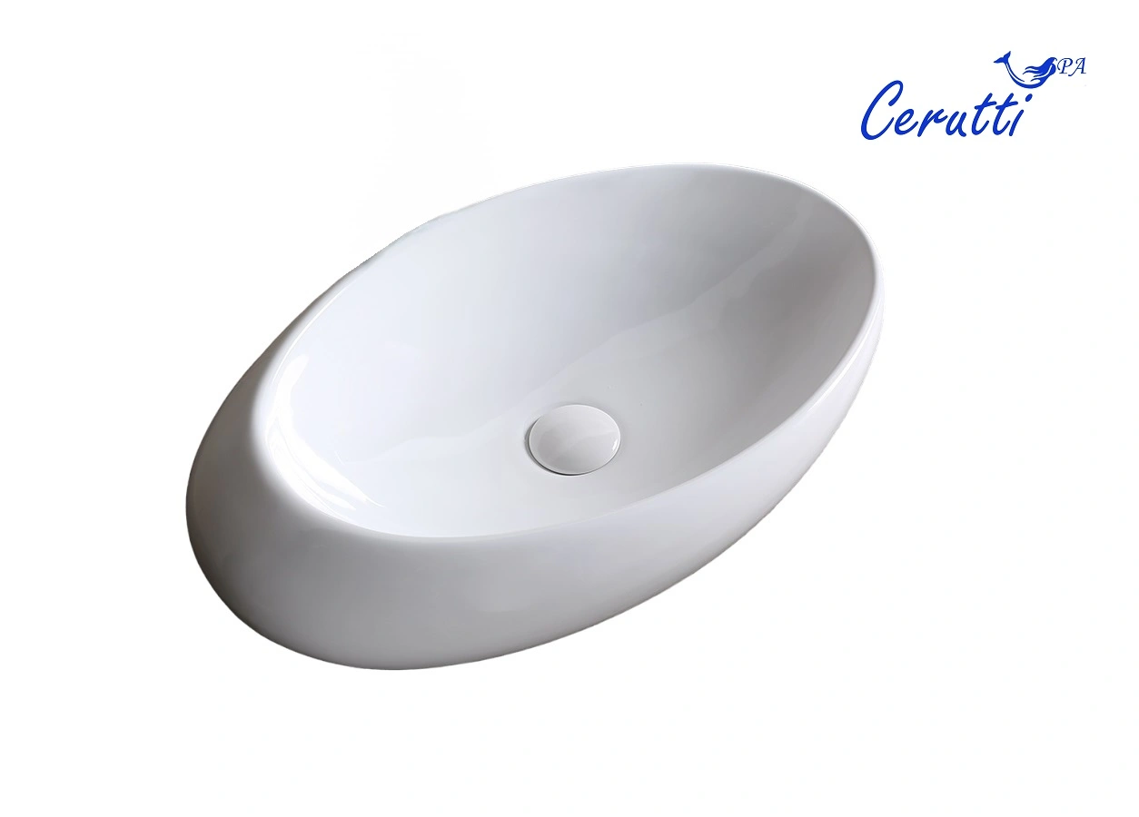 Раковина Ceruttispa CR0058A накладная, белая, смещенный овал 480х300х140 от магазина Vanna-Vanna.ru!