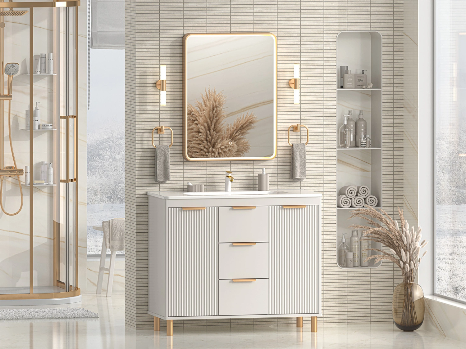 Тумба с раковиной Brevita Risacca Crema 100 напольная, серый от магазина Vanna-Vanna.ru!