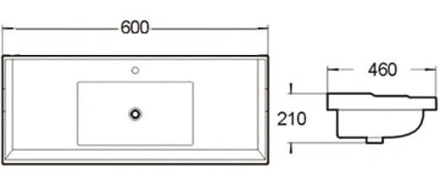 Раковина SantiLine SL-2112 60 встраиваемая сверху, белая