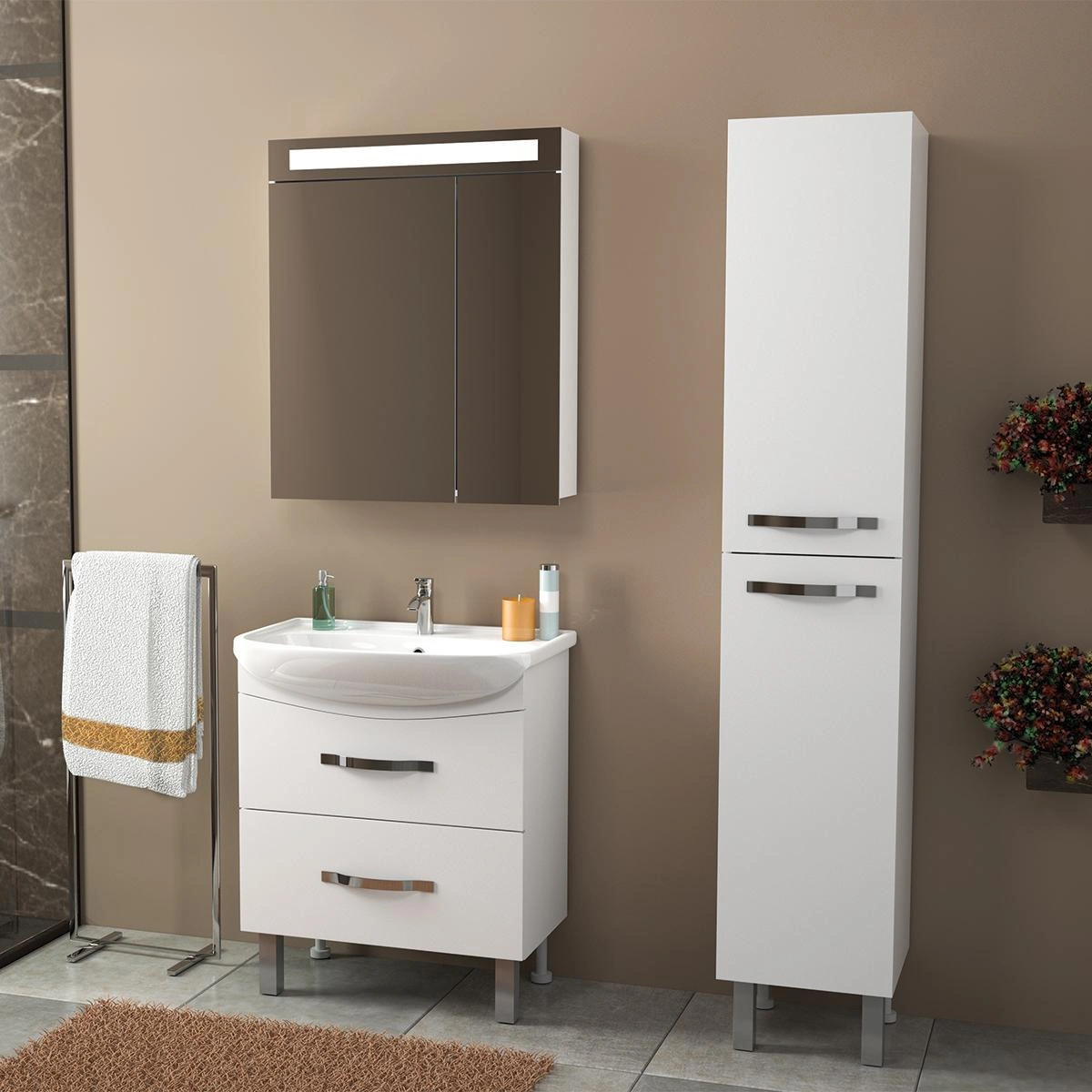 Зеркальный шкаф Dreja Uni 60 см, белый от магазина Vanna-Vanna.ru!