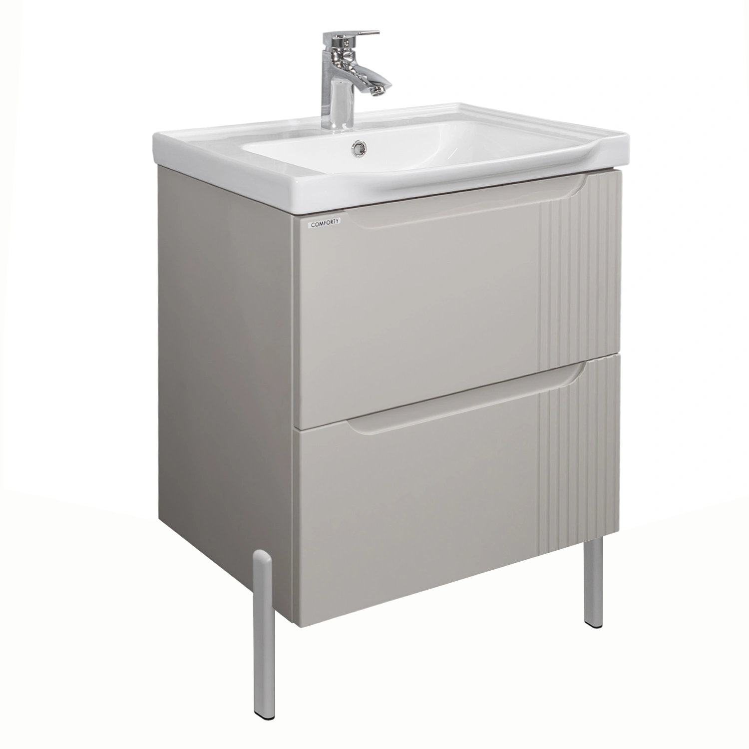 Тумба подвесная Comforty Сидней-60 серый шелк с раковиной CF188057-60 от магазина Vanna-Vanna.ru!