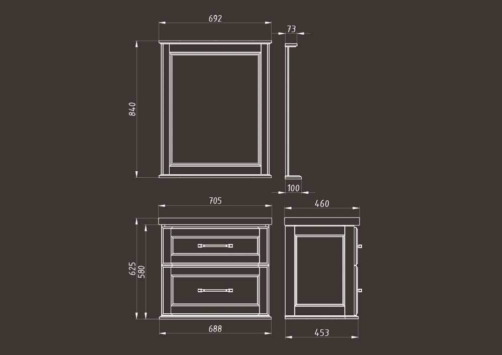 Мебель для ванной ASB Woodline Венеция 70 комплект, подвесной, белый, хром от магазина Vanna-Vanna.ru!