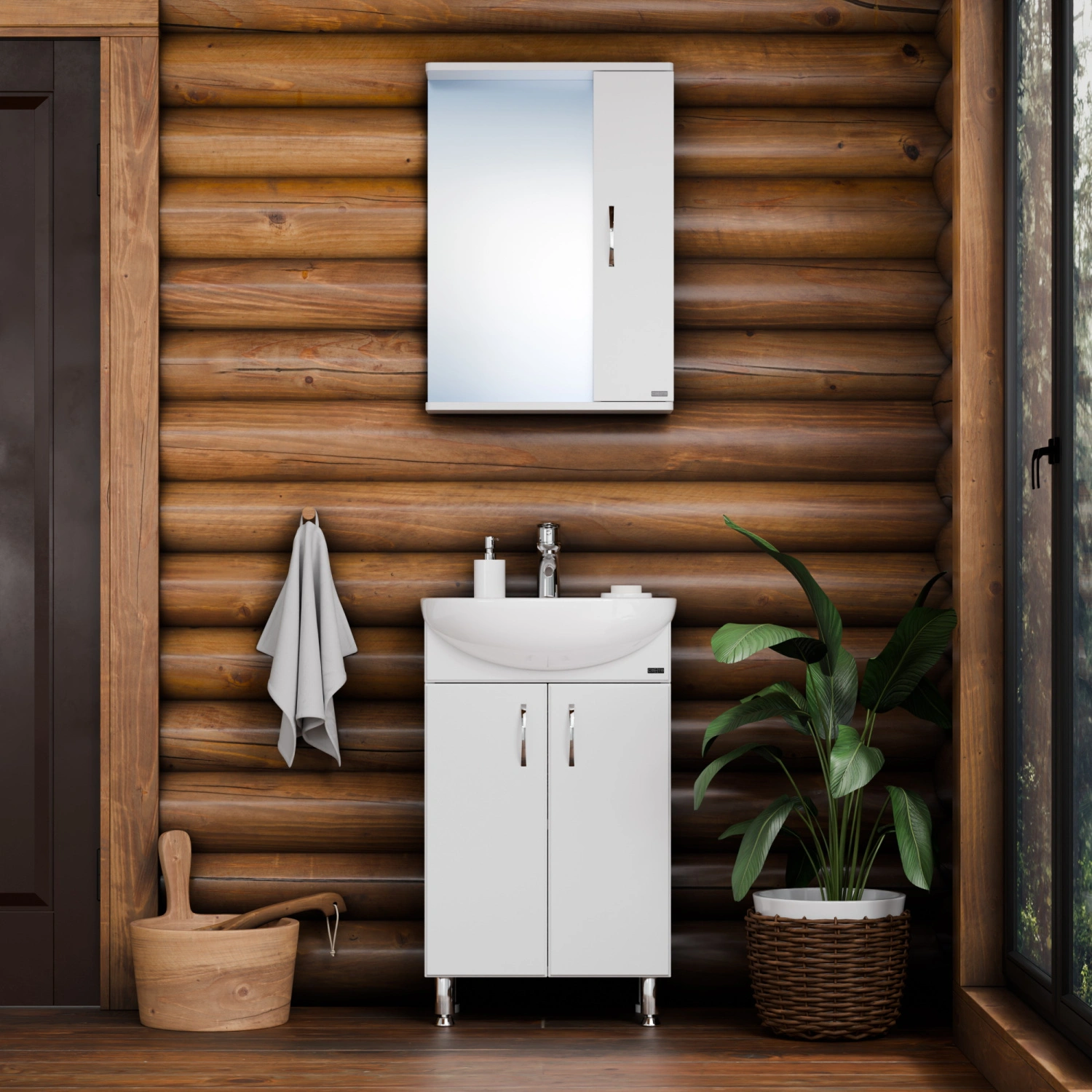 Тумба напольная Санта Сити 50 с раковиной Уют 50, белая от магазина Vanna-Vanna.ru!