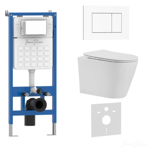 Комплект 3в1 IBERICA BLANCA инсталляция SILENCIO, унитаз BURGOS ALTO белый, кнопка смыва ESTI-S белый глянцевый (IB001.BRA.234.855) от магазина Vanna-Vanna.ru!