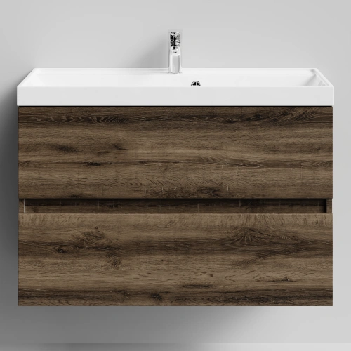 Тумба с раковиной Vod-ok Бест 90  подвесная, Дуб крымский коричневый от магазина Vanna-Vanna.ru!