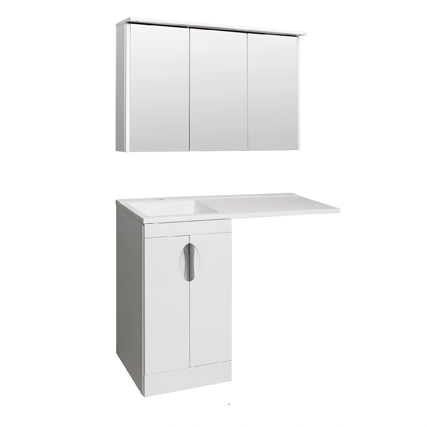 Тумба напольная Runo Лира 45 с раковиной Гамма 105 лайт чаша слева, белый от магазина Vanna-Vanna.ru!