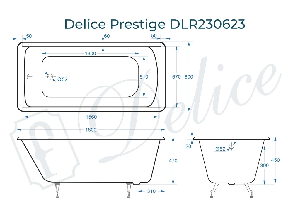 Ванна чугунная Delice Prestige 180х80 DLR230623 от магазина Vanna-Vanna.ru!