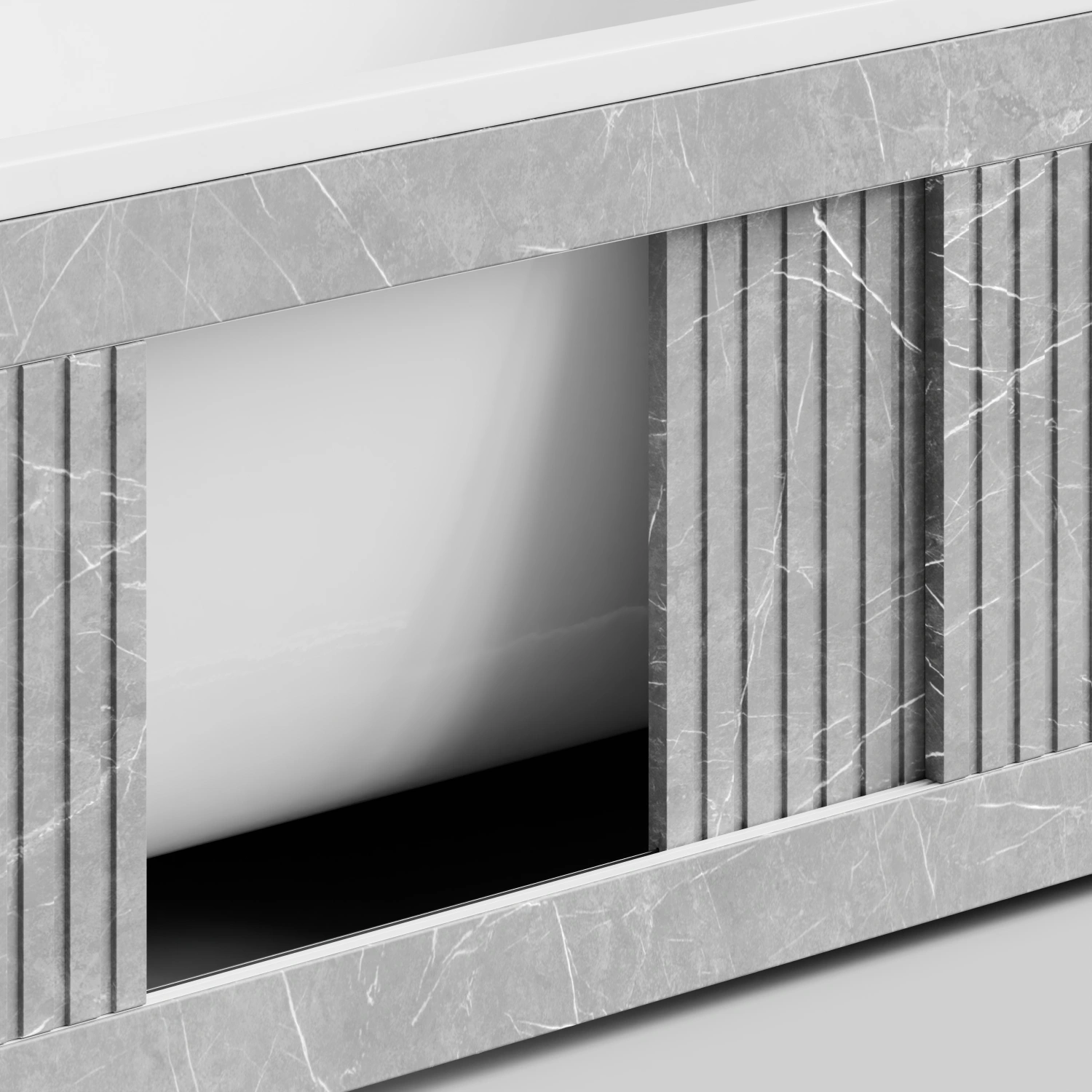 Экран под ванну Vod-ok Тач 170 раздвижной Мрамор Белый софт тач от магазина Vanna-Vanna.ru!