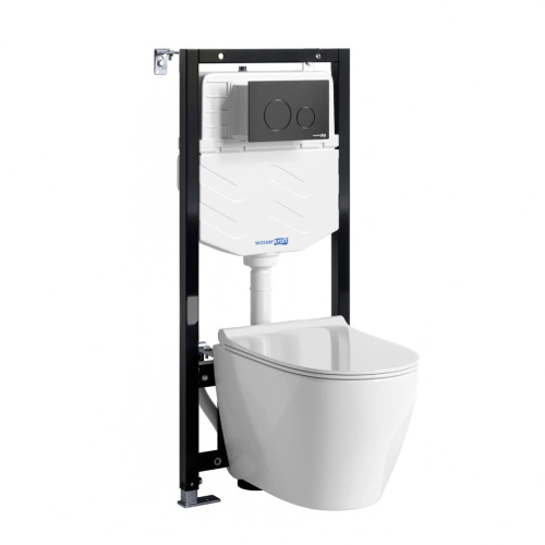 Унитаз подвесной WasserKRAFT 10TLT.010.ME.MB02.H002 с инсталляцией и кнопкой, белый от магазина Vanna-Vanna.ru!