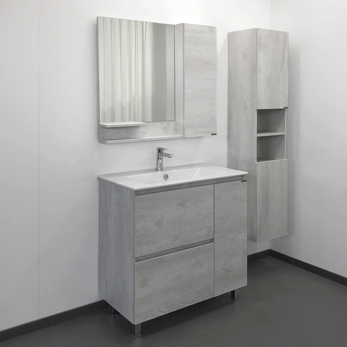 Тумба напольная Comforty Верона-90 дуб белый с раковиной Квадро 90 от магазина Vanna-Vanna.ru!