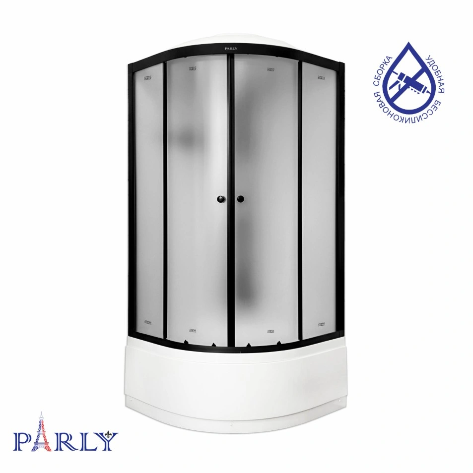 Душевой уголок PARLY BETT B921 90х90х215 1/4 круга, с поддоном, прозрачное стекло, черный от магазина Vanna-Vanna.ru!