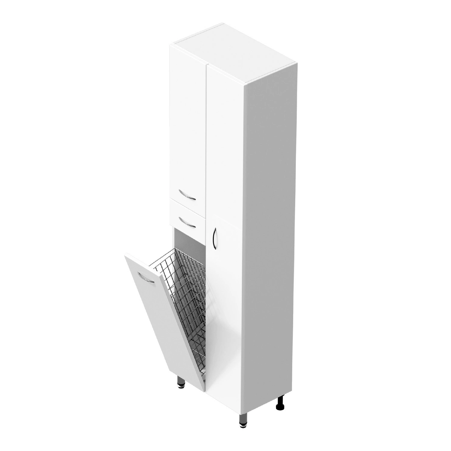 Пенал Onika Модерн 52 напольный, белый, с бельевой корзиной, правый