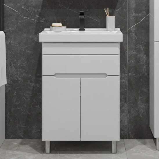 Тумба напольная SanStar Модена 60 с раковиной Фест 60, белая