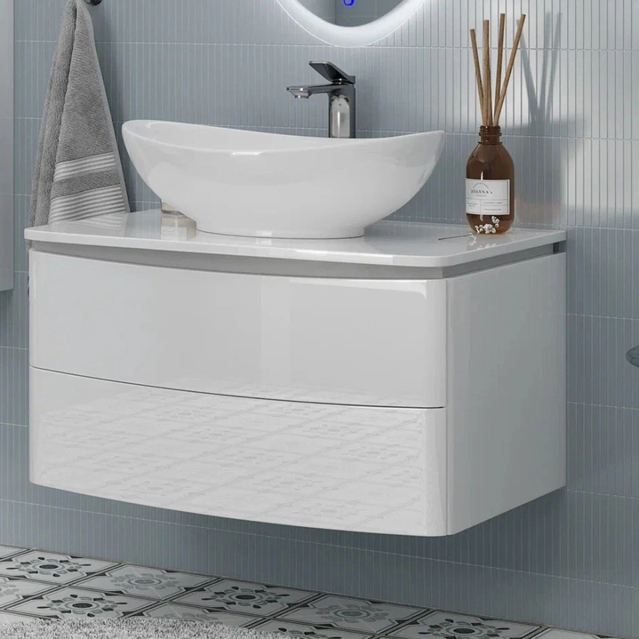 Тумба с раковиной подвесная Velvex Luna tp.LUN.80.2Y, 80 см