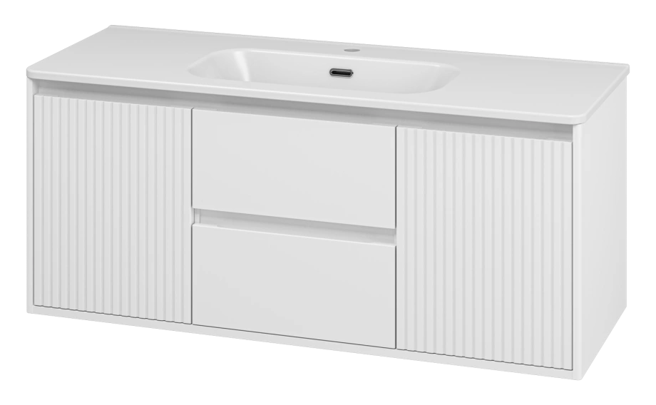 Тумба с раковиной Brevita Wine 120 подвесная (белая) с раковиной Brevita Onda 120