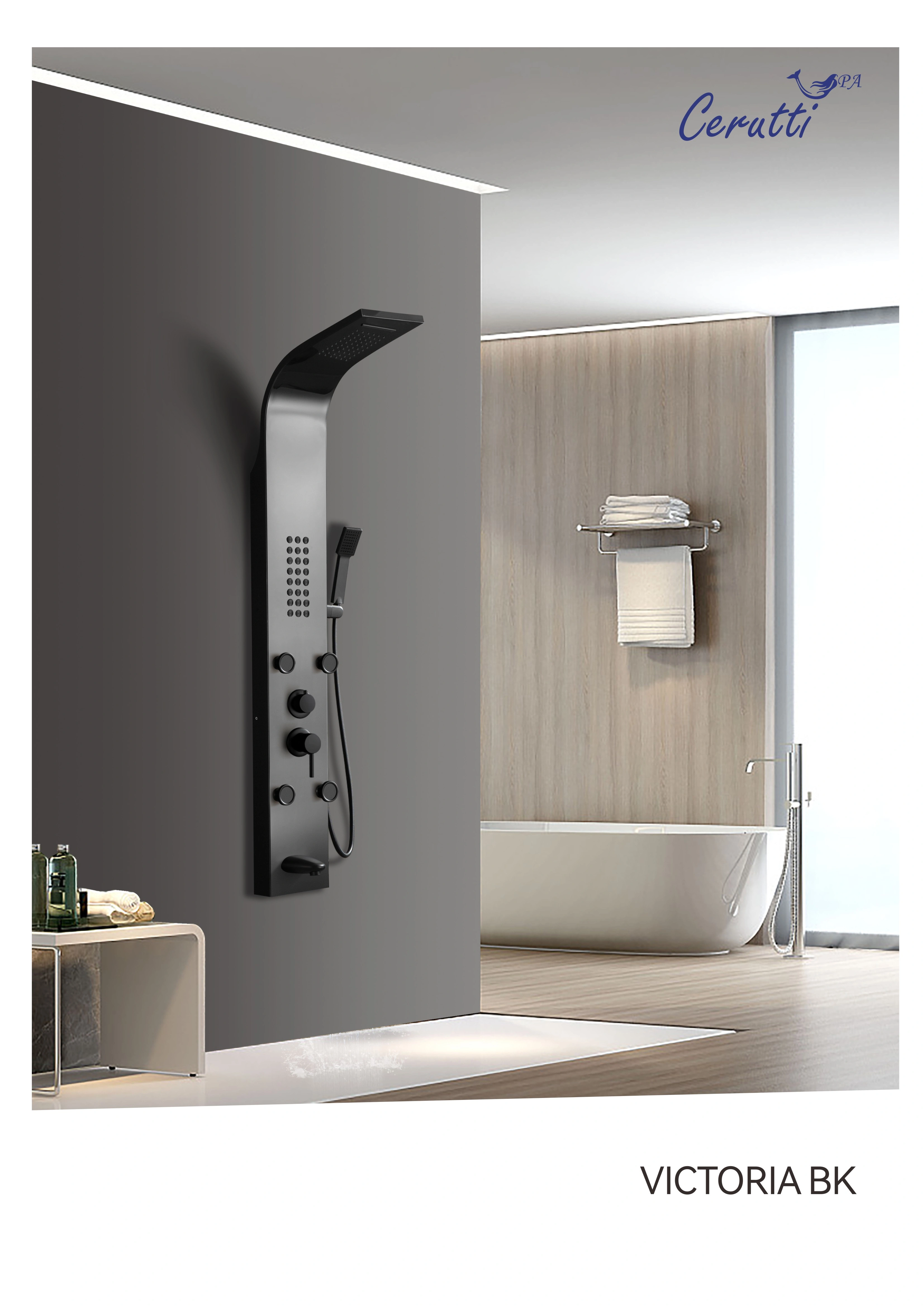 Душевая панель Ceruttispa VICTORIA BK CT9981 черный