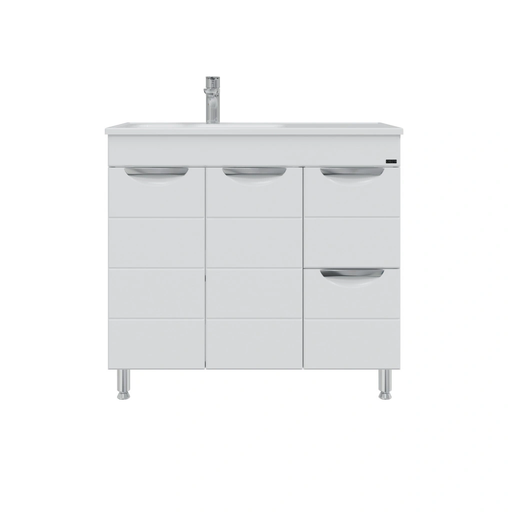 Тумба напольная Санта Родос 90 с раковиной Венера 90, 2 ящика, 2 двери, белый