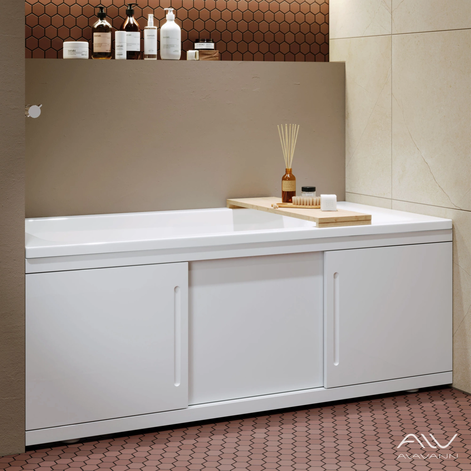 Экран под ванну Alavann Alt Plus 170 раздвижной белый