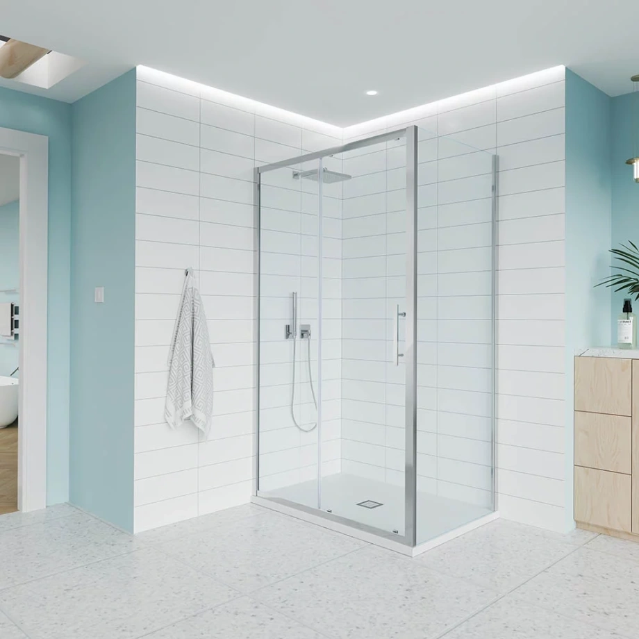 Душевой угол Veconi Evo 100SP CH 1100х1000x1950, хром, прозрачное стекло