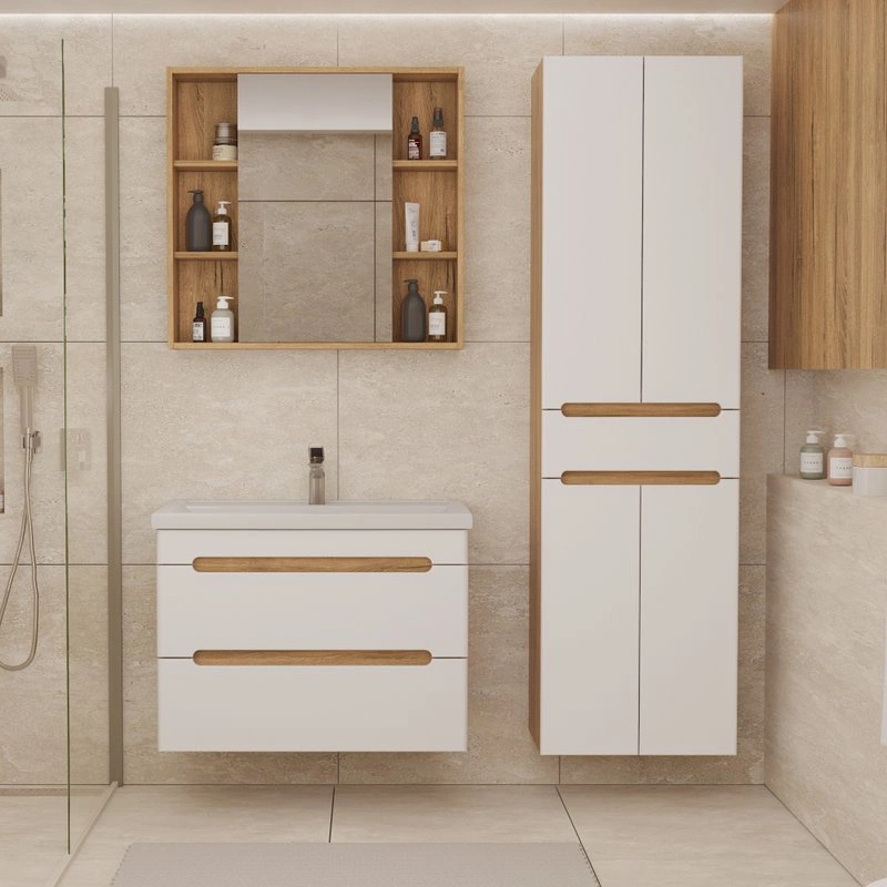 Шкаф-пенал напольный/подвесной SanStar Diva/Модена 50 белый, дуб вотан