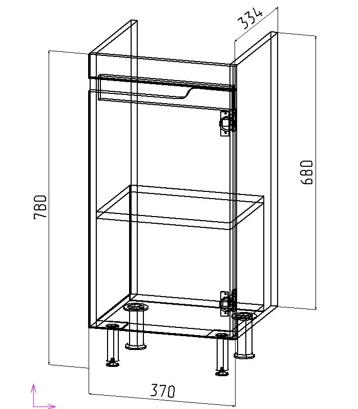 Тумба напольная Emmy Агата 40 R с раковиной Визит 40, 1 дверь, белый