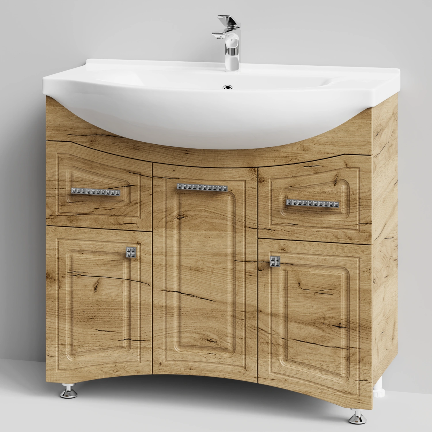 Тумба с раковиной Адам 90 напольная, Дуб Тортуга, петли справа