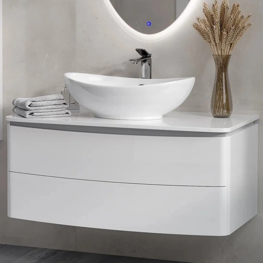 Тумба с раковиной подвесная Velvex Luna tp.LUN.100.2Y, 100 см